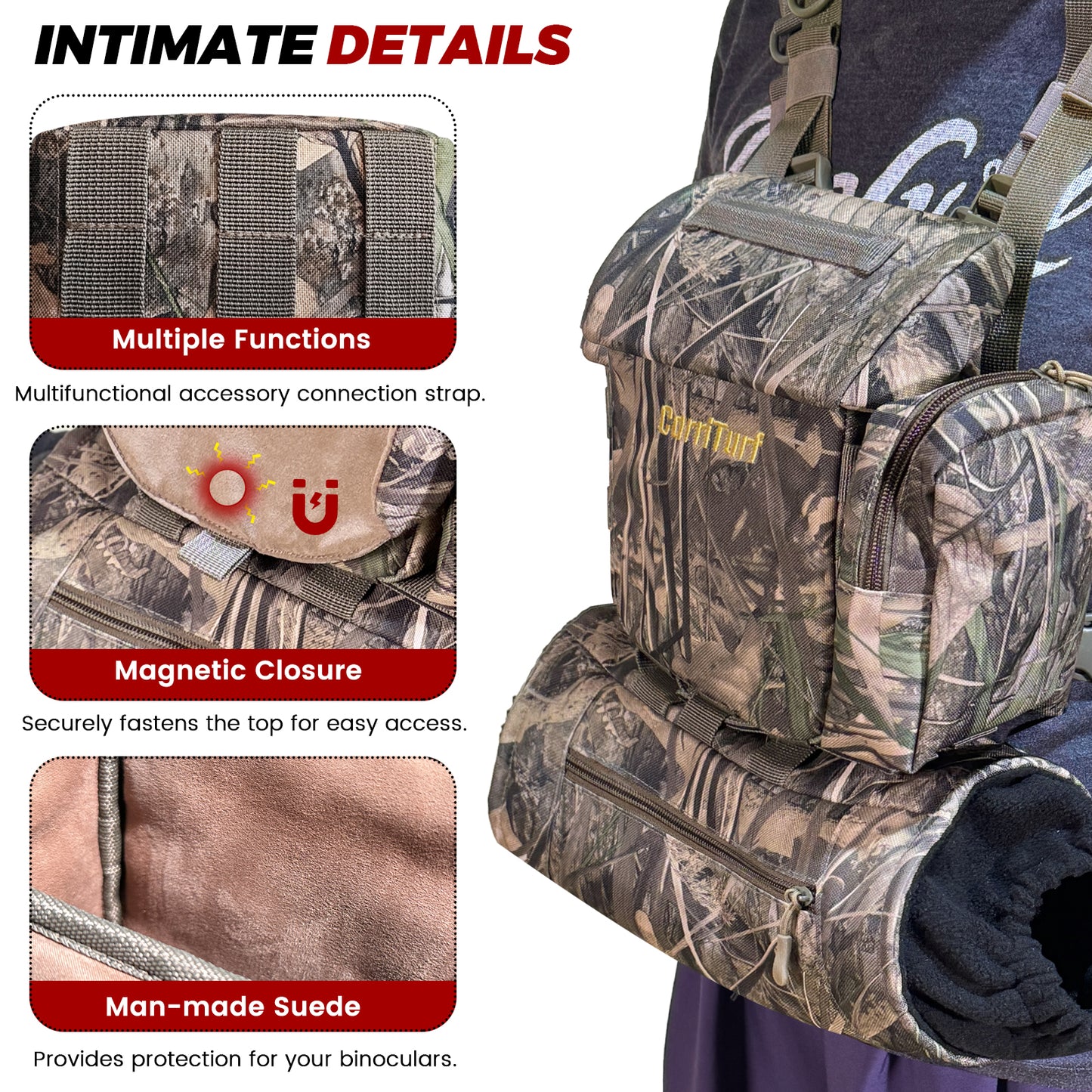 CarriTurf Binocular Harness Chest Bag with Hand Warmer