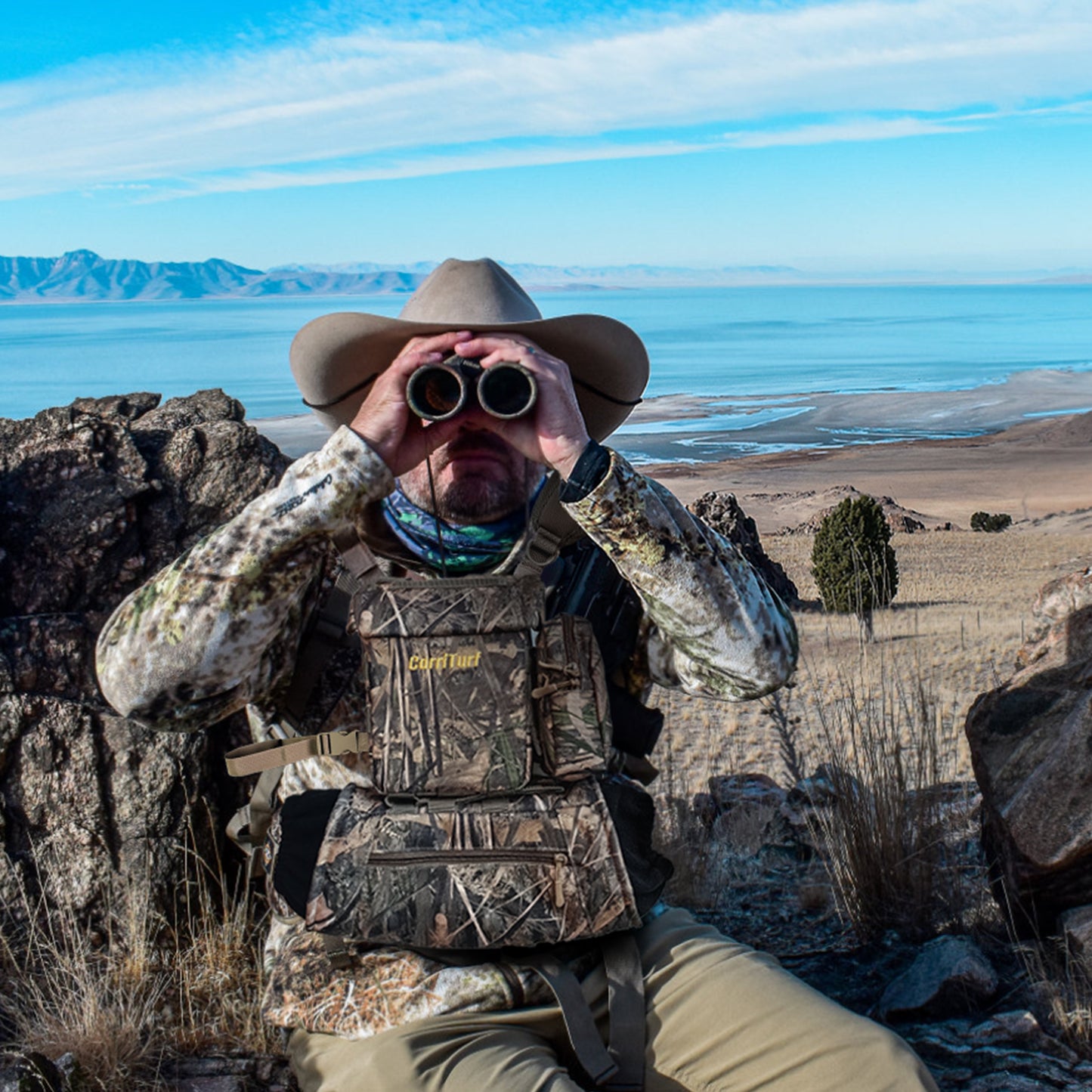 CarriTurf Binocular Harness Chest Bag with Hand Warmer